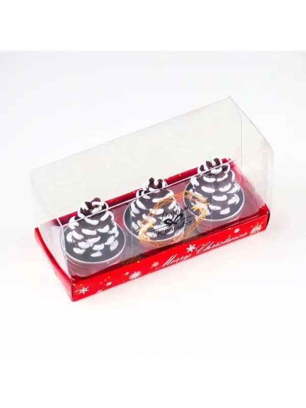 Набор свечей новогодних &laquo;Шишка&raquo;, 3 шт., 4&times;6 см