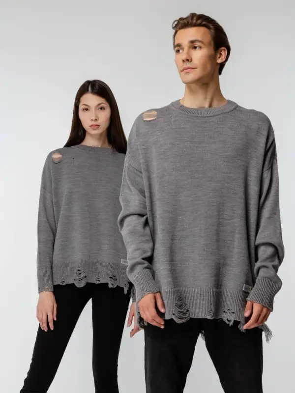 Джемпер оверсайз унисекс Grunge, серый, размер S/M