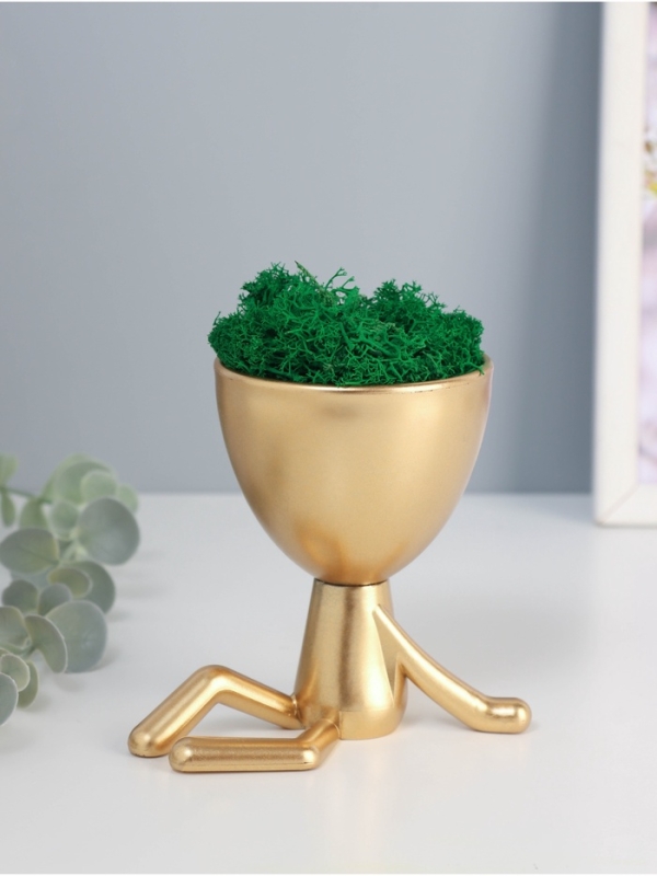 Кашпо пластиковое "Мистер Грин на чиле" 10*10,5*7,3 см золото