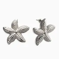 Серьги металл "Морская звезда", цвет серебро