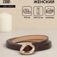 Ремень женский тонкий, 110&times;1 см, золотистая пряжка металл, коричневый