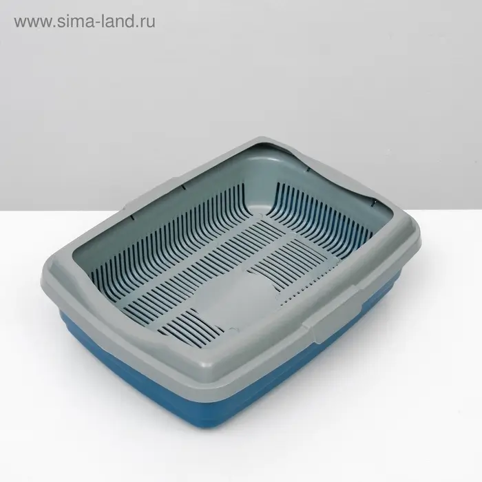 Лоток большой с сеткой и бортиком Atlantis &laquo;Стандарт&raquo;, 43&times;33&times;12.5 см, синий