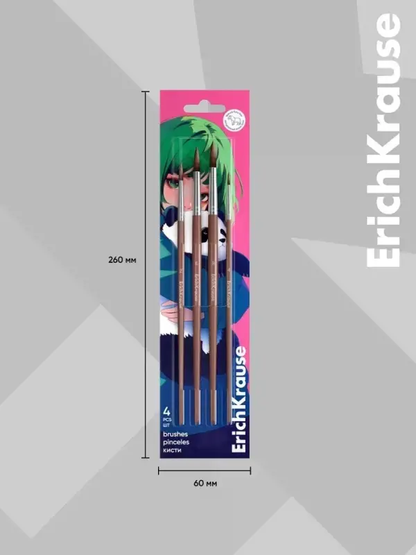 Набор кистей 4шт ErichKrause Panda Hugs