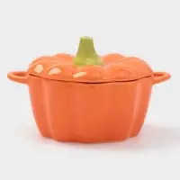Горшочек для запекания &laquo;Тыква&raquo;, 500 мл, 18.5&times;14&times;11 см, посуда для Хэллоуина, жаропрочная керамика, оранжевый