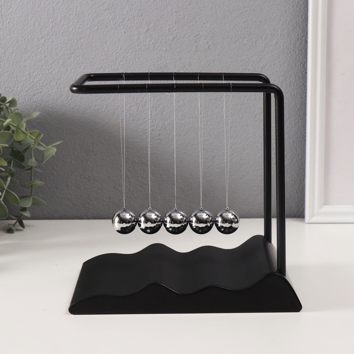 Маятник пластик Маятник пластик "Шары Ньютона. Водопад" чёрный 12,4х18,8х19,6 см