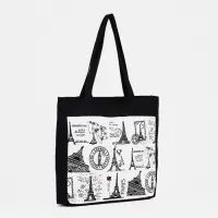 Сумка - шоппер &laquo;Франция&raquo;, на молнии, с подкладкой, 42&times;9&times;32 см, чёрный