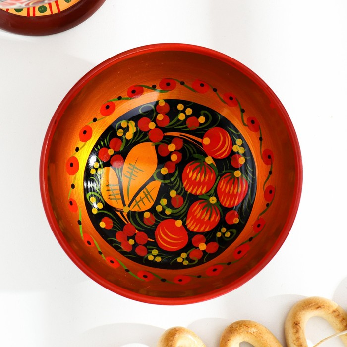 Салатник, средний, 14×7,5 см, хохлома