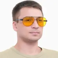 Очки для водителя &laquo;OneSun. Авиаторы&raquo;, антиблик, антифары, жёлтый