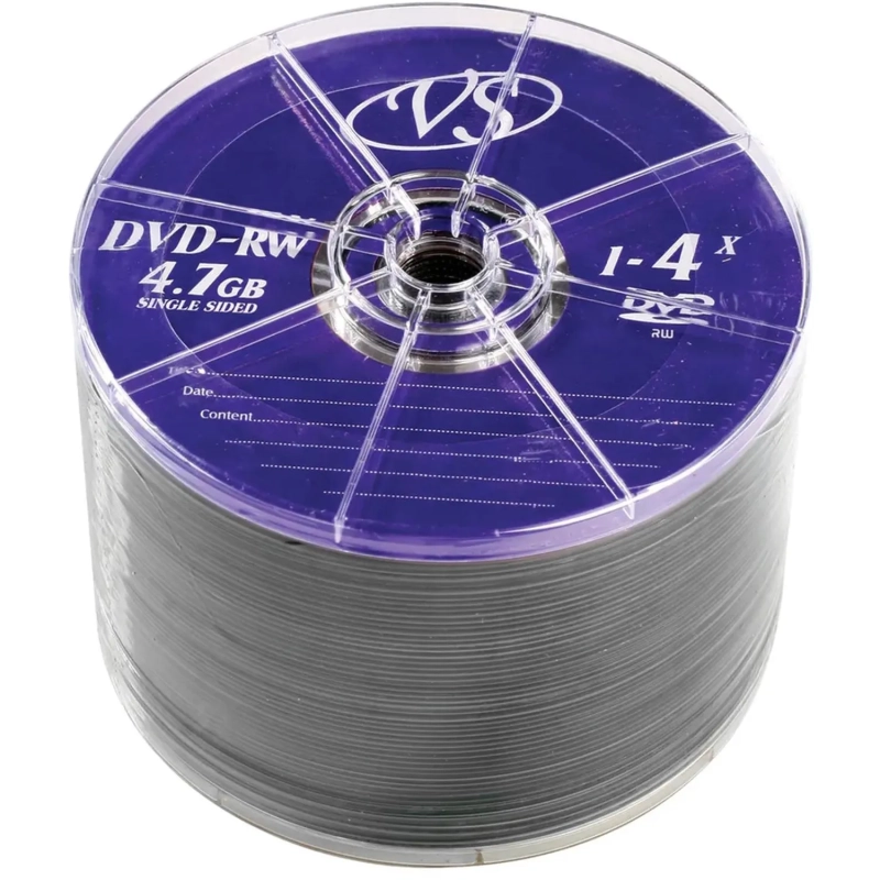 Носители информации DVD-RW, 4x, VS, Bulk/50, VSDVDRWB5001