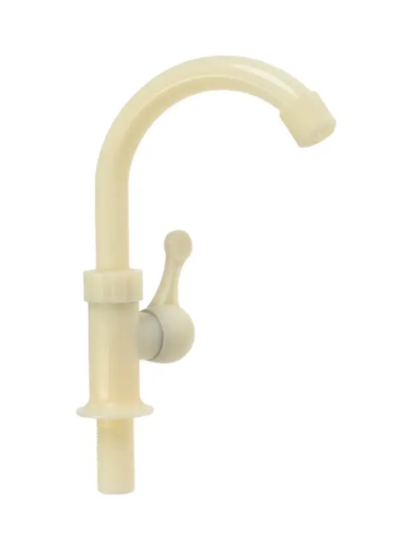 Кран на одну воду ZEIN Z2020, плоская ручка, пластик, R-образный излив, цвет &laquo;рисовый&raquo;