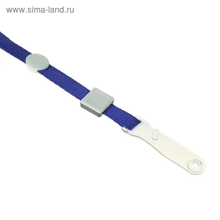 Лента для бейджа, ширина 10 мм, длина 80 см, плотная, с бегунком и с силиконовым зажимом, синяя Лента для бейджа, ширина 10 мм, длина 80 см, плотная, с бегунком и с силиконовым зажимом, синяя