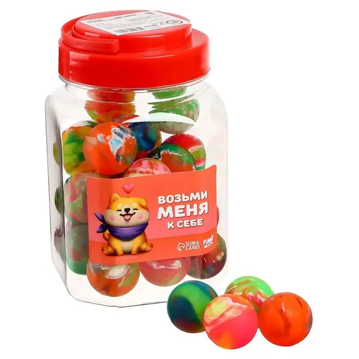 Мяч каучуковый, попрыгунчик «Возьми меня к себе», в банке, цвета МИКС, 30 шт Мяч каучуковый, попрыгунчик «Возьми меня к себе», в банке, цвета МИКС, 30 шт