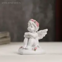 Сувенир полистоун "Белоснежный ангел в розовом веночке на сердце" 6,2х5х4,5 см
