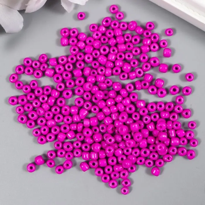 Бисер круглый 6/0  Бисер круглый 6/0 "Фиолет неон" 20 гр