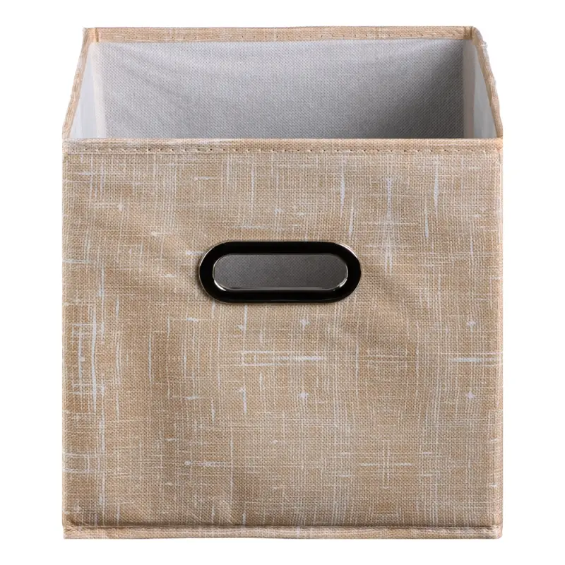 Короб стеллажный тм VETTA ЛЁН, полиэстер, 25х25х25см, бежевый