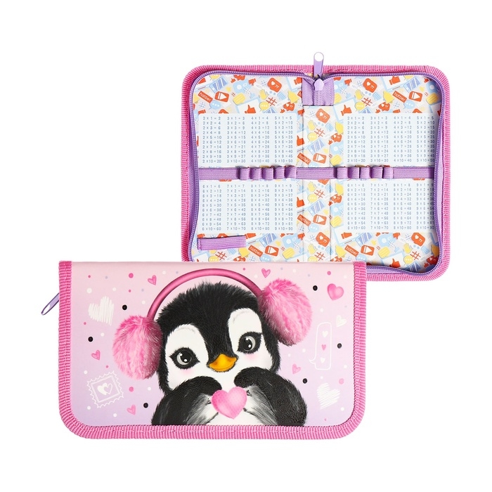 Пенал 1 секция 105 х 190 мм, Hatber Пенал 1 секция 105 х 190 мм, Hatber "Пингвиненок Ми-ми", ламинированный картон, розовый (объёмный 3D-рисунок) NPn_43014