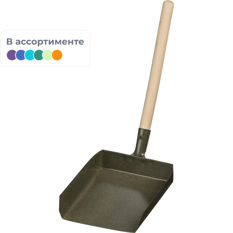 Совок для мусора металлический с деревянной ручкой_130504