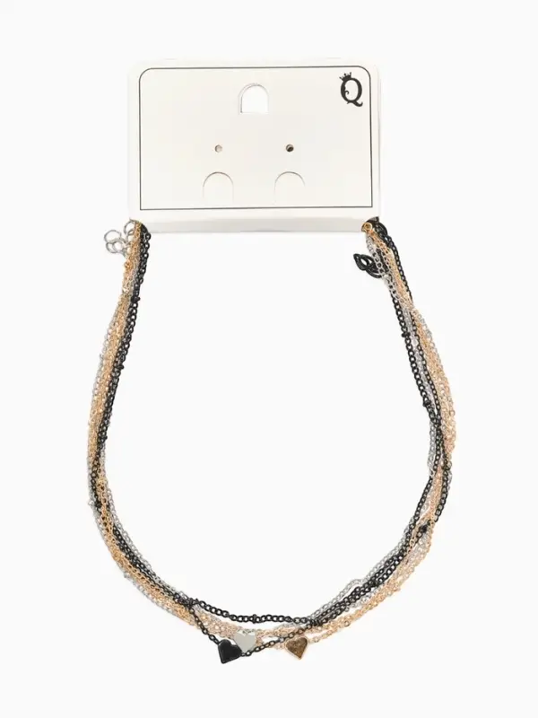 Кулоны на цепочке &laquo;Сердце&raquo;, 3 шт. L=35+7 см, разноцветный