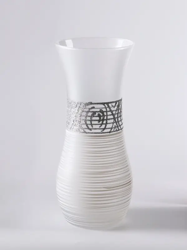 Ваза &laquo;Эридан. Белоснежный узор&raquo;, волна, h=26 см, стекло, белая