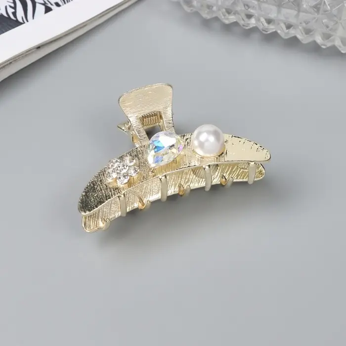 Крабик для волос &laquo;Либерти галант&raquo;, дуга, 6 см, золотистый