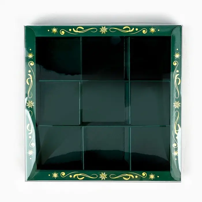 Коробка под 9 конфет с ячейками &laquo;Новогодняя сказка&raquo;, 14.5&times;14.5&times;3 см
