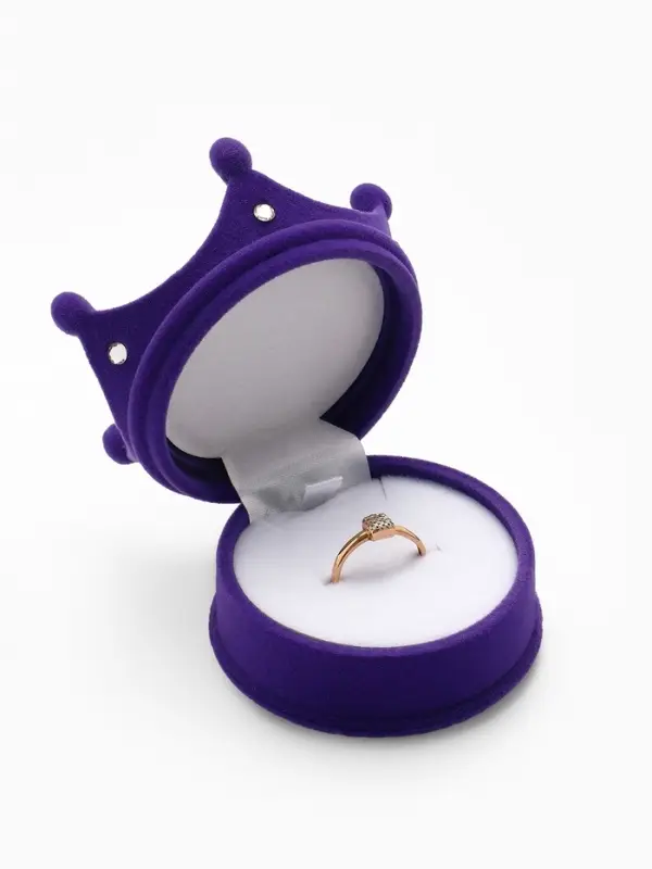 Футляр под серьги, кулон, кольцо &laquo;Корона&raquo;, бархатный, 5.5&times;5.5&times;4.5 см, фиолетовый