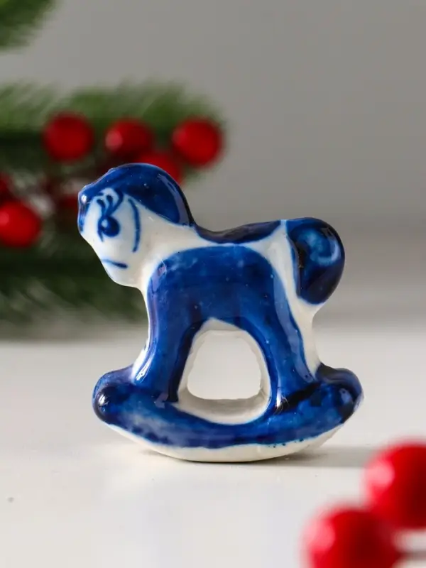 Сувенир  Сувенир "Конь-качалка", 5х5 см, гжель