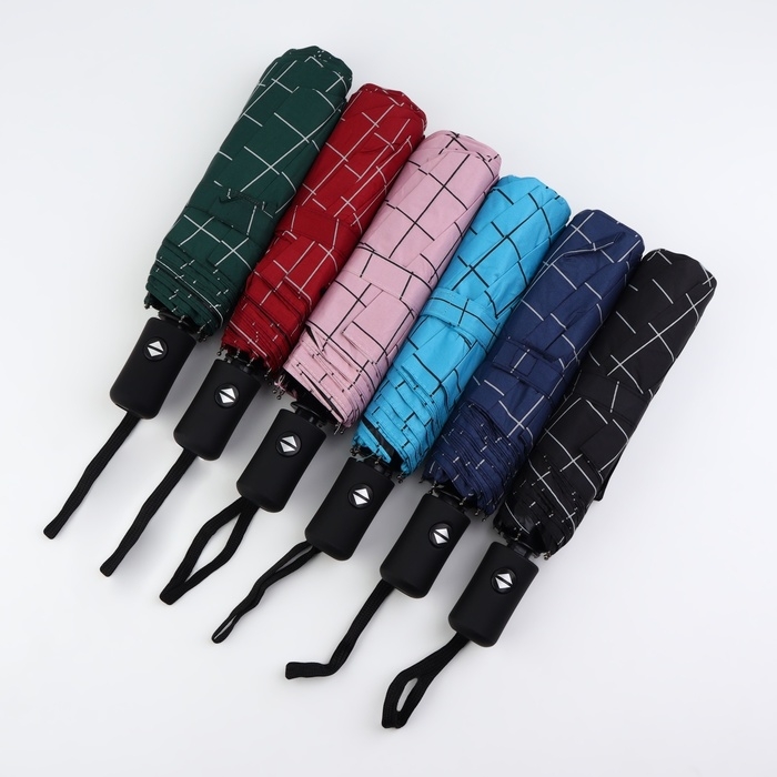 Зонт автоматический «Клетка», эпонж, 3 сложения, 8 спиц, R = 48/55 см, D = 110 см, цвет МИКС Зонт автоматический «Клетка», эпонж, 3 сложения, 8 спиц, R = 48/55 см, D = 110 см, цвет МИКС