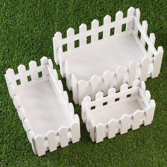 Набор кашпо  Набор кашпо "Эдвин" белый, 22х14х10 / 19х11х9 / 15х18х18см