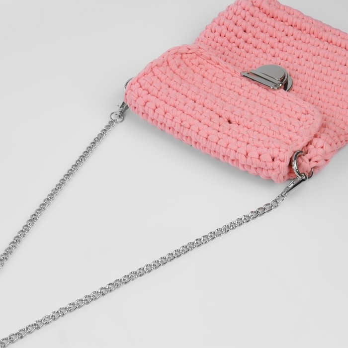 Цепочка для сумки, с карабинами, алюминиевая, 7 × 10 мм, 120 см, огранённая, цвет серебряный