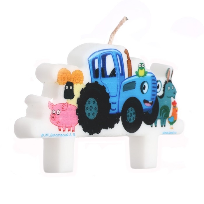 Свеча в торт набор, Синий трактор, набор 3 шт. Свеча в торт набор, Синий трактор, набор 3 шт.
