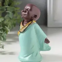 Сувенир полистоун "Маленький Будда в бирюзовом одеянии - счастье" 7х8,5х12,5 см