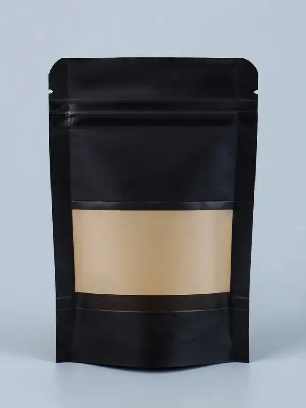 Пакет Zip-lock Крафт с прямоугольным окном, черный,10&times;15&times;3 см
