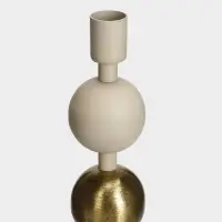 Подсвечник на 4 свечи на тарелке со сферами, 25.5&times;22.5&times;32 см, бежево-золотой