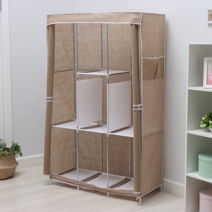 Шкаф тканевый каркасный, складной LaDо́m, 103×45×165 см, цвет бежевый Шкаф тканевый каркасный, складной LaDо́m, 103×45×165 см, цвет бежевый
