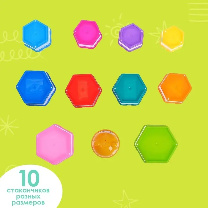 Развивающая игрушка &laquo;Пирамидка: Мишка&raquo;, стаканчики с буквами и цифрами, 11 предметов