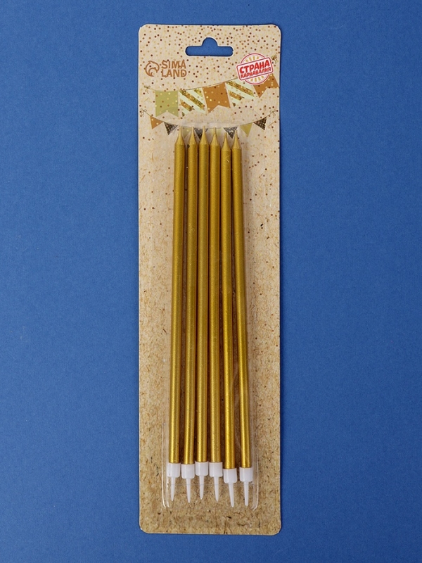 Свечи в торт Свечи в торт "Высокий Ройс", 6 шт, золото