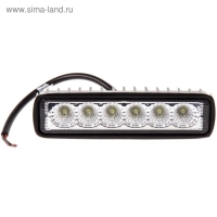 Фара светодиодная OFF ROAD, KS-W106F-DR, 6 диодов, 18 Вт, рассеиваемый свет, алюминиевый корпус, пылевлагозащищенный, 153х37х41 мм, 12/24 В