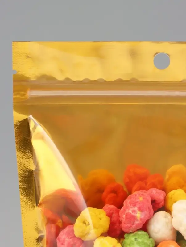 Пакет дой-пак, матовый, золотой, с прозрачной стенкой,14&times;20&times;8 см