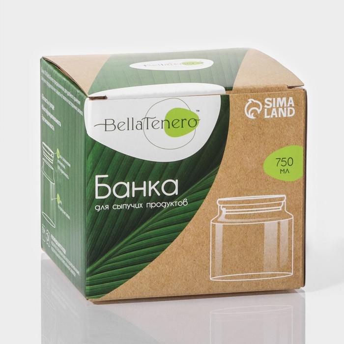 Банка стеклянная для хранения сыпучих продуктов BellaTenero «Эко», 750 мл, 12×10,5 см, с бамбуковой крышкой