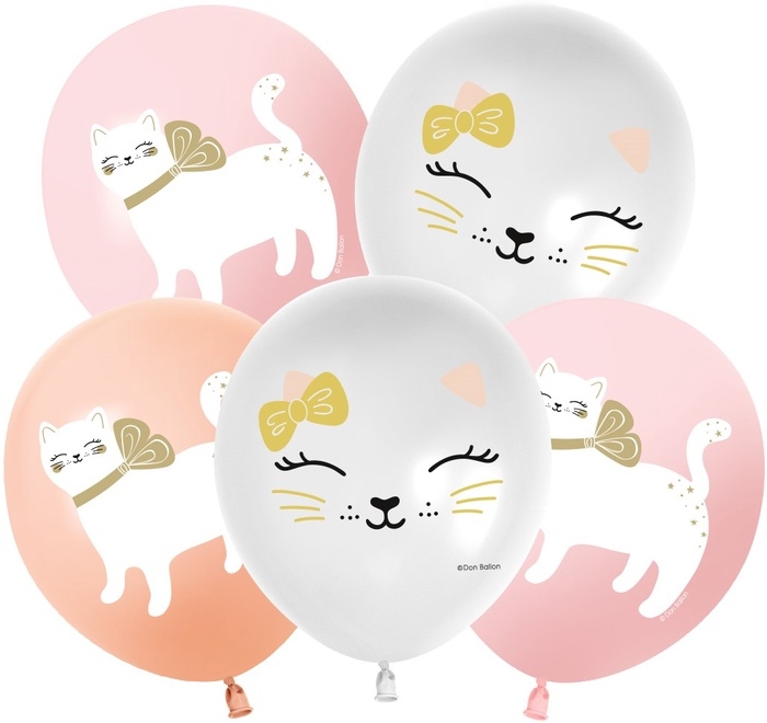 Воздушный шар латексный 12 Воздушный шар латексный 12" "Кошечка с бантом" ассорти, пастель, 1ст., набор 25 шт., МИКС