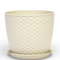 Горшок для цветов с поддоном &laquo;Ротанг&raquo;, 4.7 л, d=15 см, h=14 см, пластиковый, белый