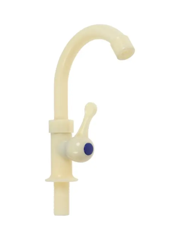 Кран на одну воду ZEIN Z2020, плоская ручка, пластик, R-образный излив, цвет &laquo;рисовый&raquo;