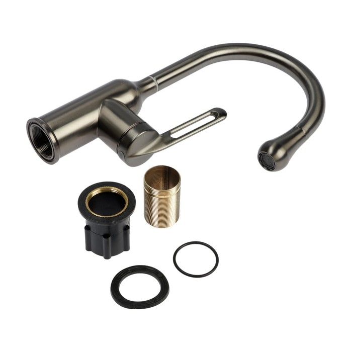 Смеситель для кухни ZEIN Z3740, Смеситель для кухни ZEIN Z3740, "капелька", однорычажный, высота излива 13 см, графит