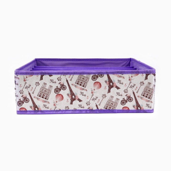 Органайзер для хранения, кофр для белья 7 ячеек  Органайзер для хранения, кофр для белья 7 ячеек "Париж", 32 х 32 х 10 см