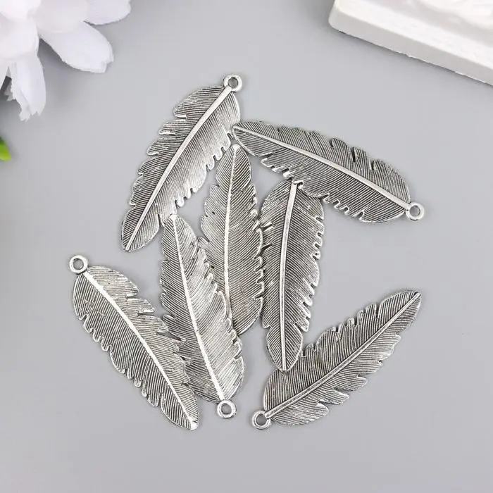 Декор металл "Пёрышко" 4,5х1,5 см