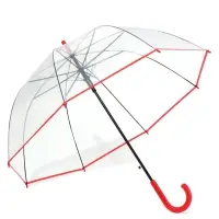 Зонт - трость полуавтоматический &laquo;Стиль&raquo;, 8 спиц, R=44/58 см, d=88 см, прозрачный, красный