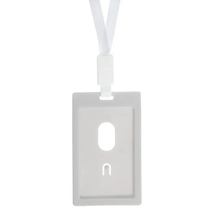 Бейдж - карман вертикальный, внешний размер 112×67 мм, внутренний размер 90×54 мм, белый, с белой лентой, жёсткокаркасный Бейдж - карман вертикальный, внешний размер 112×67 мм, внутренний размер 90×54 мм, белый, с белой лентой, жёсткокаркасный