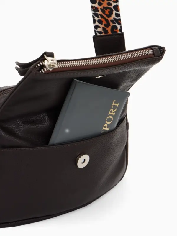 Сумка женская кросс-боди TEXTURA на молнии, 21&times;7&times;13 см, тёмно-коричневая