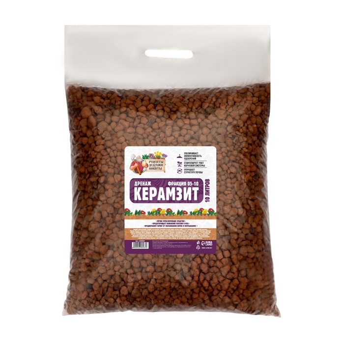 Дренаж Керамзит  Дренаж Керамзит "Рецепты Дедушки Никиты" фр 5-10, 10 л